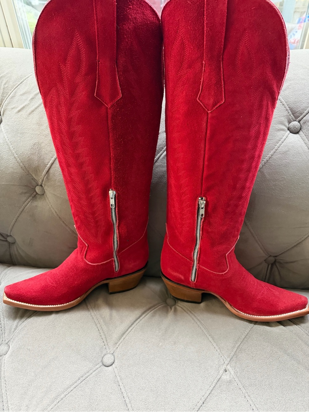Rock’em Gia Red Suede Tall Cowgirl Boots - Picture 6 of 10